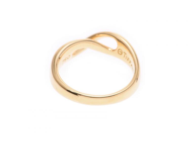 Pre Owned Tiffany & Co 18K Yellow Gold Infinity Ring Size 50