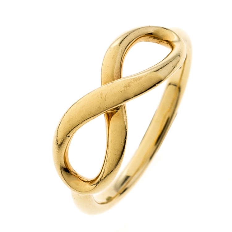 Pre Owned Tiffany & Co. Infinity 18k Yellow Gold Ring Size 55