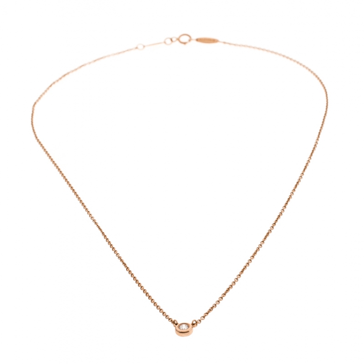 Pre Owned Tiffany & Co. Elsa Peretti Diamonds by the Yard 18k Rose Gold Necklace