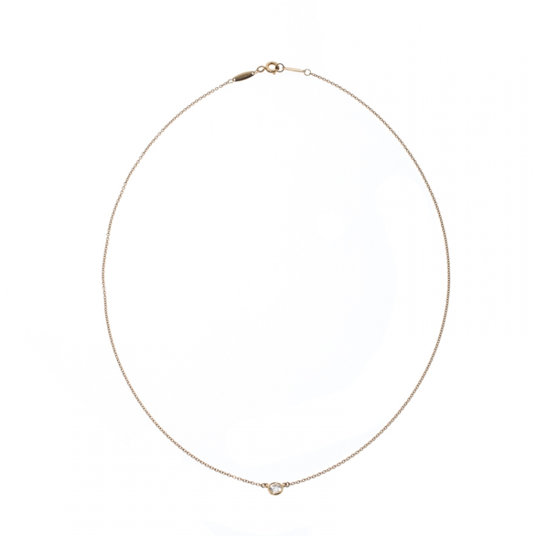 Pre Owned Tiffany & Co. Diamond By The Yard 18K Yellow Gold Pendant Necklace