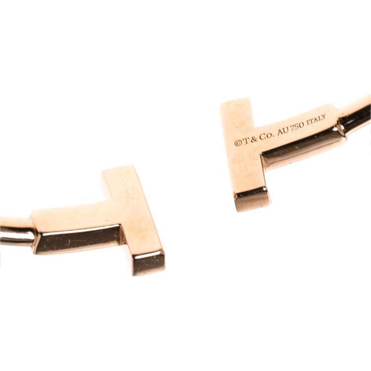 Pre Owned Tiffany & Co. T Wire Diamond 18k Rose Gold Bracelet