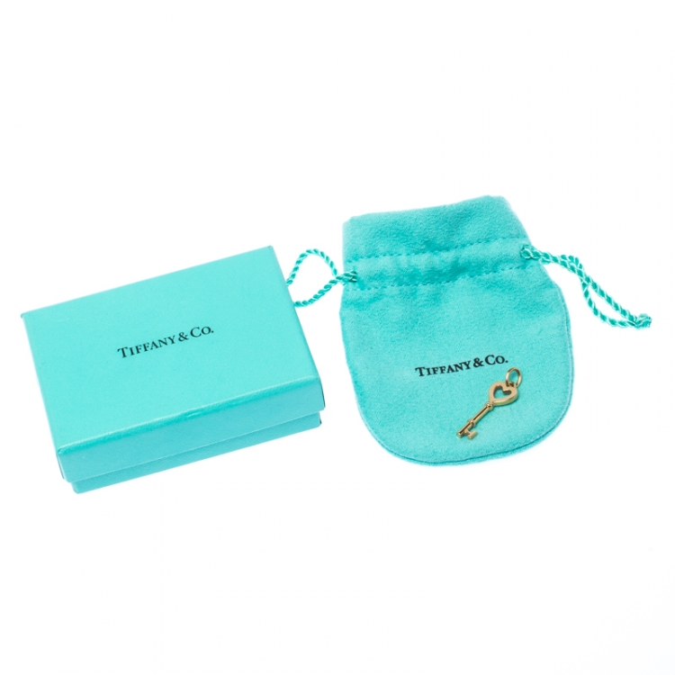 Pre Owned Tiffany & Co. Heart Key 18k Yellow Gold Mini Pendant