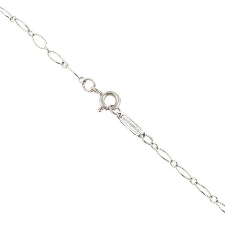 Pre Owned Tiffany & Co. Floral Key Pendant & 18K White Gold Chain