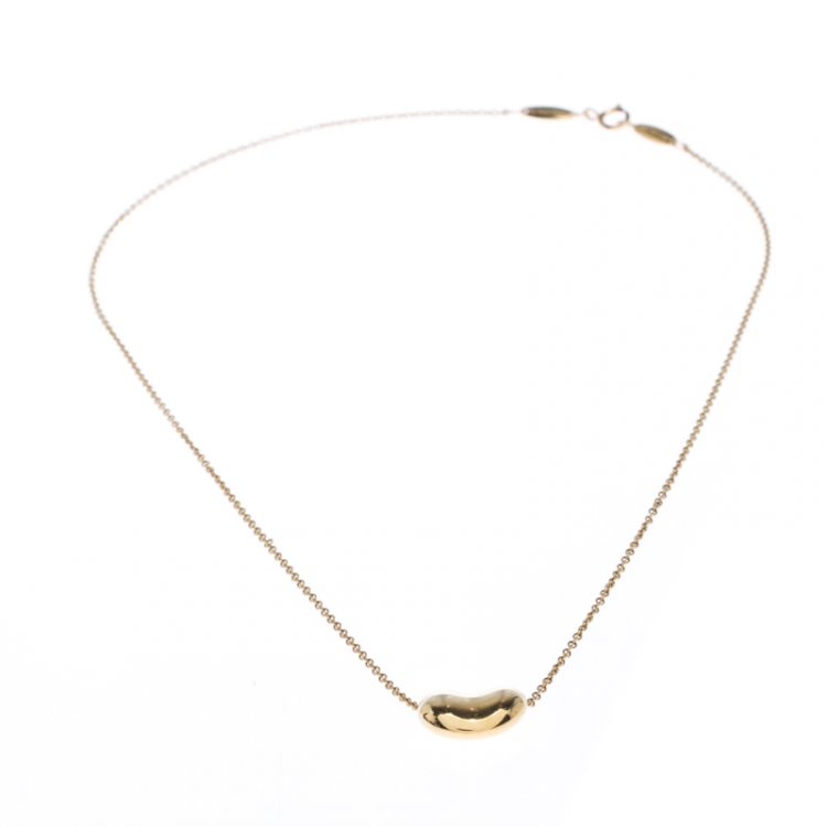 Pre Owned Tiffany & Co. 18K Yellow Gold Bean Pendant Necklace