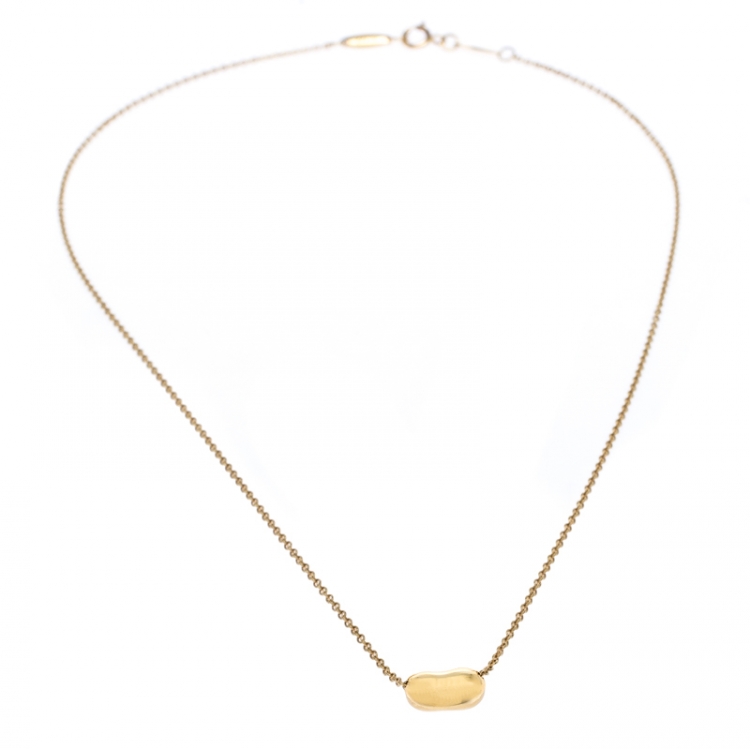 Pre Owned Tiffany & Co. Elsa Peretti Bean 18K Yellow Gold Pendant Necklace 