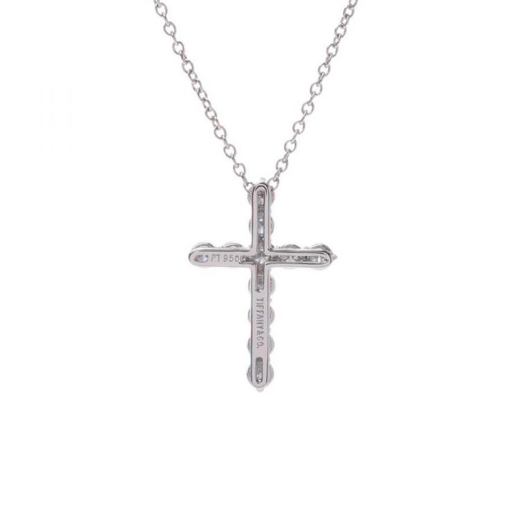 Pre Owned Tiffany & Co.  PT950 and Diamond Cross Necklace 