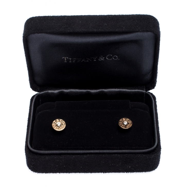 Pre Owned Tiffany & Co.1837 18K Rose Gold and Diamond Circle Stud Earrings 