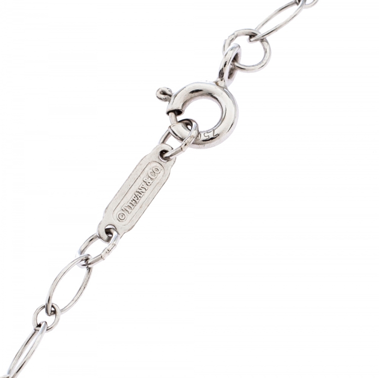 Pre Owned Tiffany & Co. Heart Key 18K Rose Gold Mini Pendant & 18K White Gold Chain Necklace