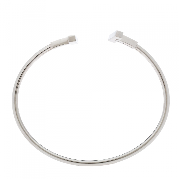 Pre Owned Tiffany & Co. T Wire Diamond 18K White Gold Bracelet