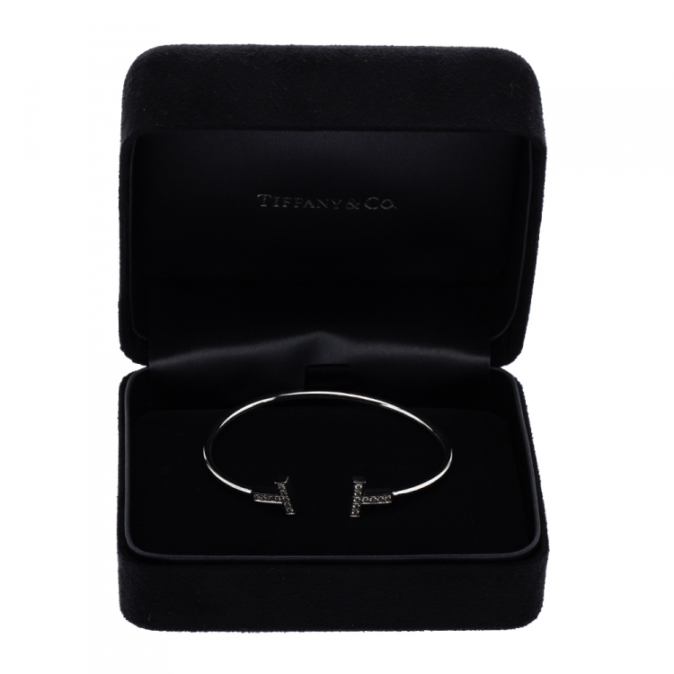 Pre Owned Tiffany & Co. T Wire Diamond 18K White Gold Bracelet