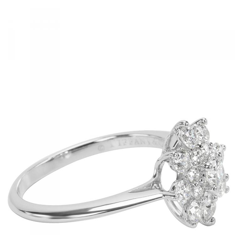 Pre Owned Tiffany & Co. Blooming Flower 0.60 CTW Diamonds Platinum Ring Size 51