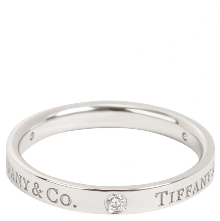 Pre Owned Tiffany & Co. Diamond 0.07 CTW Platinum Band Ring Size 58