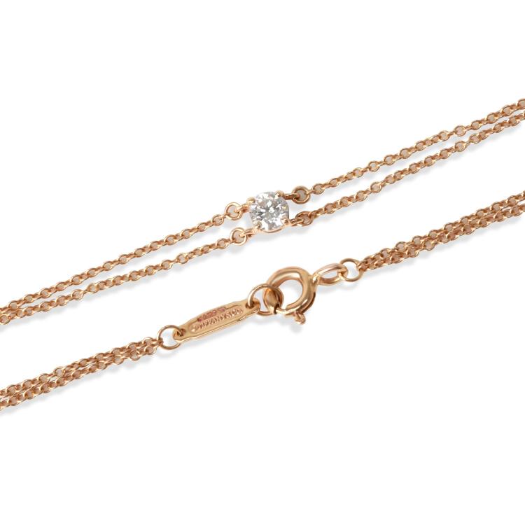 Pre Owned Tiffany & Co. 0.18 CTW Diamond Solitaire 18K Rose Gold Bracelet 