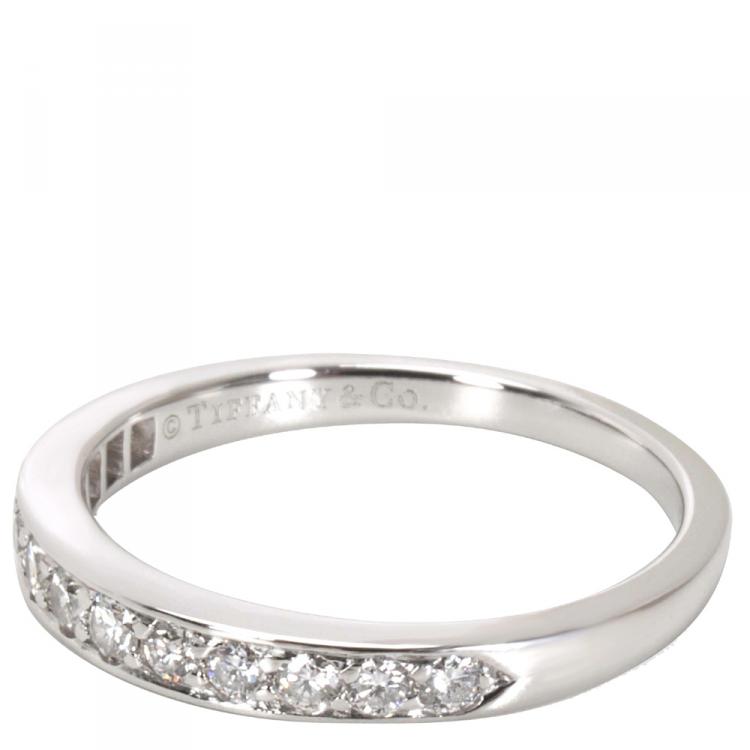 Pre Owned Tiffany & Co. 0.25 CTW Diamond Platinum Wedding Band Ring Size 51
