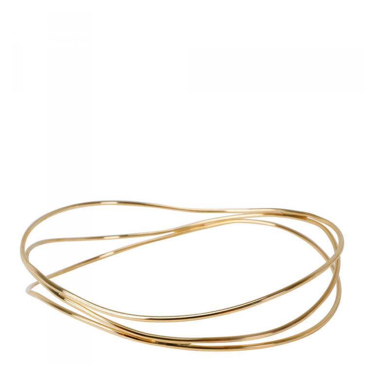 Pre Owned Tiffany & Co. Elsa Peretti 3 Row Wave 18K Yellow Gold Bracelet 