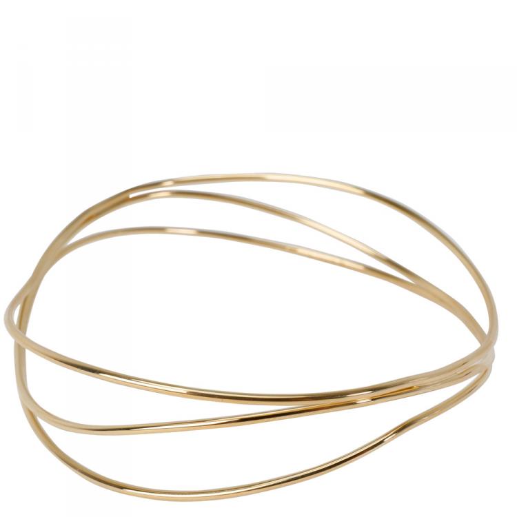 Pre Owned Tiffany & Co. Elsa Peretti 3 Row Wave 18K Yellow Gold Bracelet 