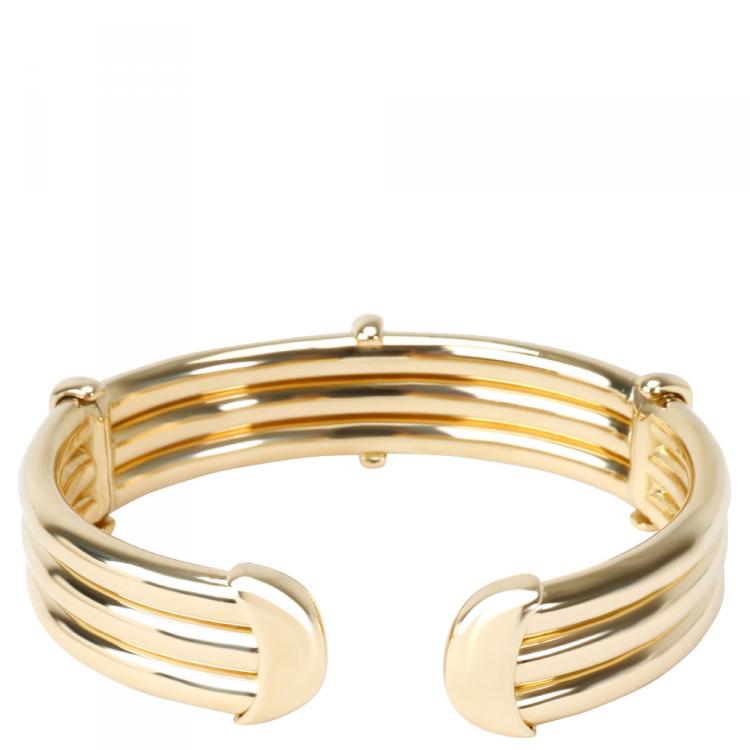 Pre Owned Tiffany & Co. Vintage 3 Row Tubular 18K Yellow Gold Bangle