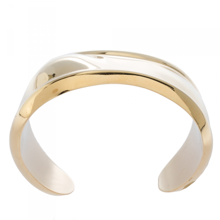 Pre Owned Tiffany & Co. Elsa Peretti Bone Cuff 18K Yellow Gold Small Bracelet