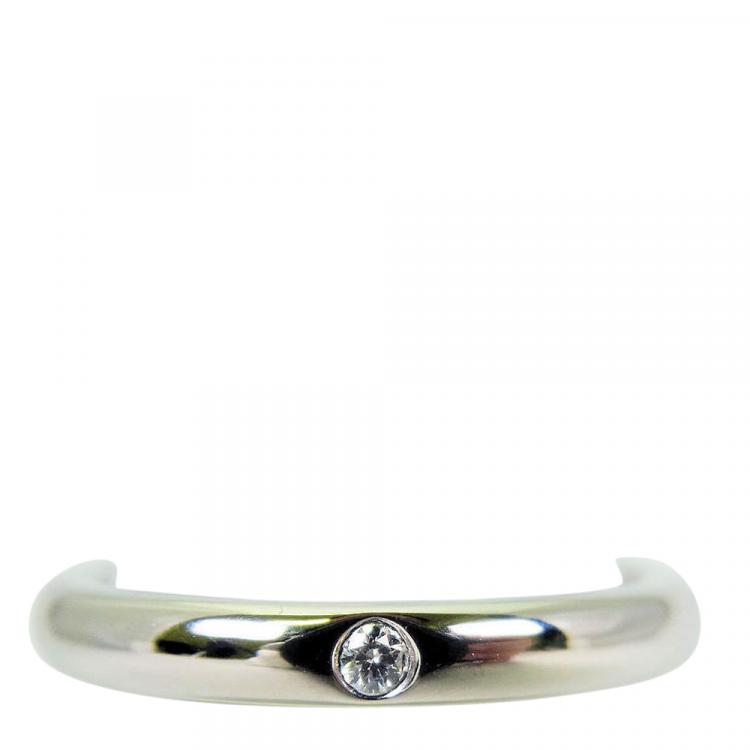 Pre Owned Tiffany & Co. Stacking Band Diamond Platinum Silver Ring Size 47