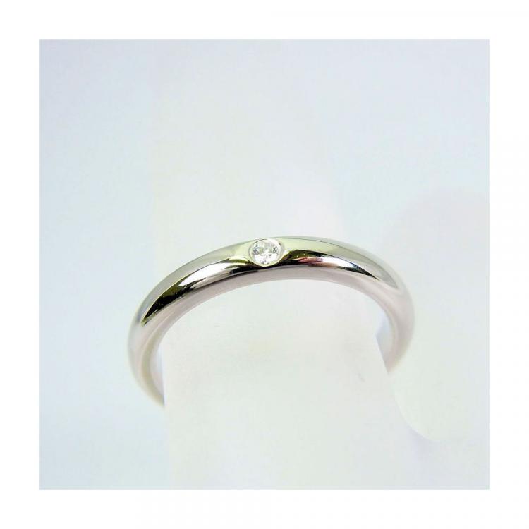 Pre Owned Tiffany & Co. Stacking Band Diamond Platinum Silver Ring Size 47