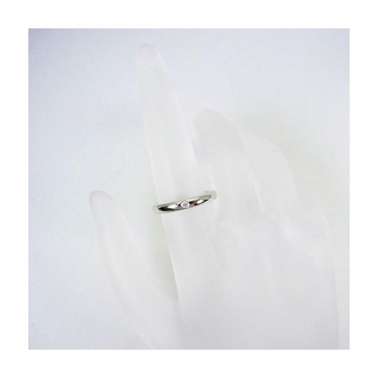 Pre Owned Tiffany & Co. Stacking Band Diamond Platinum Silver Ring Size 47