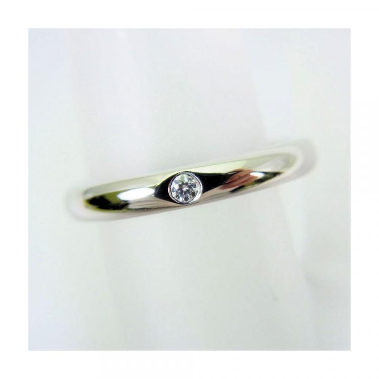 Pre Owned Tiffany & Co. Stacking Band Diamond Platinum Silver Ring Size 47