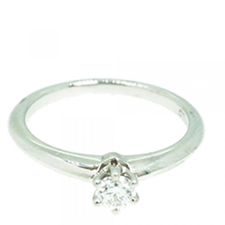 Pre Owned Tiffany & Co. Solitaire Engagement Platinum Diamond Ring Size 52