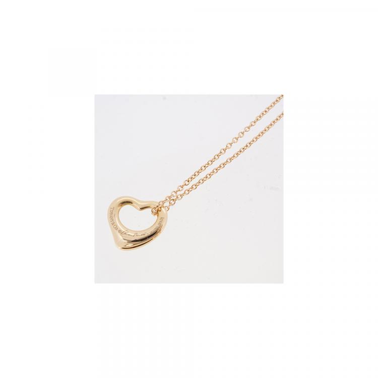 Pre Owned Tiffany & Co. Open Heart 18K Rose Gold Necklace 