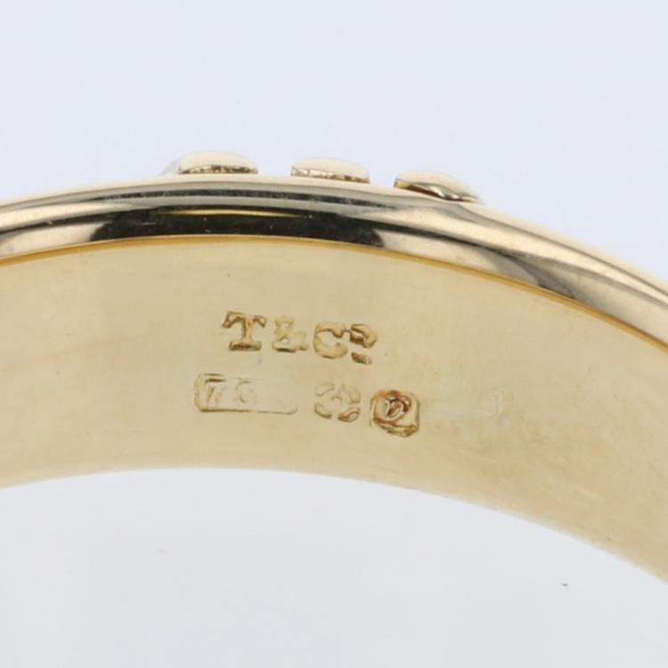 Pre Owned Tiffany & Co. Atlas Numeric 18K Yellow Gold Ring Size 49