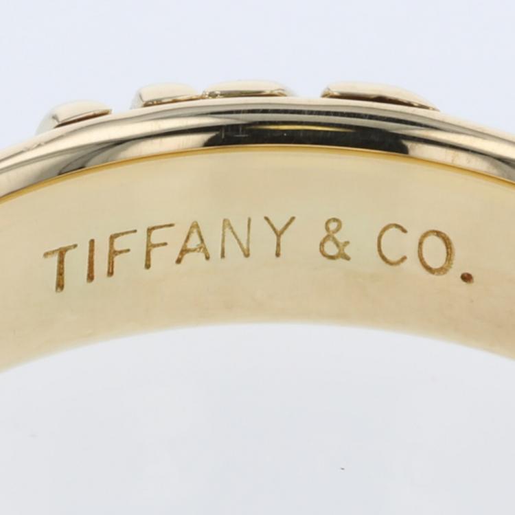 Pre Owned Tiffany & Co. Atlas Numeric 18K Yellow Gold Ring Size 49