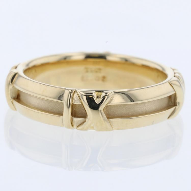 Pre Owned Tiffany & Co. Atlas Numeric 18K Yellow Gold Ring Size 49