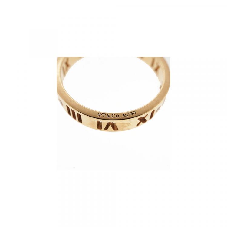 Pre Owned Tiffany & Co. Atlas 18K Rose Gold Diamond Ring Size 52