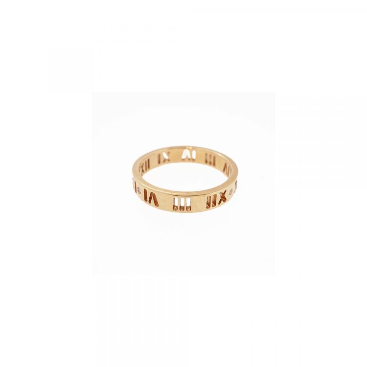 Pre Owned Tiffany & Co. Atlas 18K Rose Gold Diamond Ring Size 52