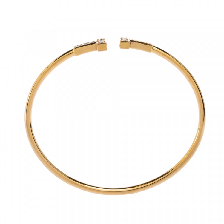 Pre Owned Tiffany & Co. T Wire Diamond 18K Yellow Gold Bracelet