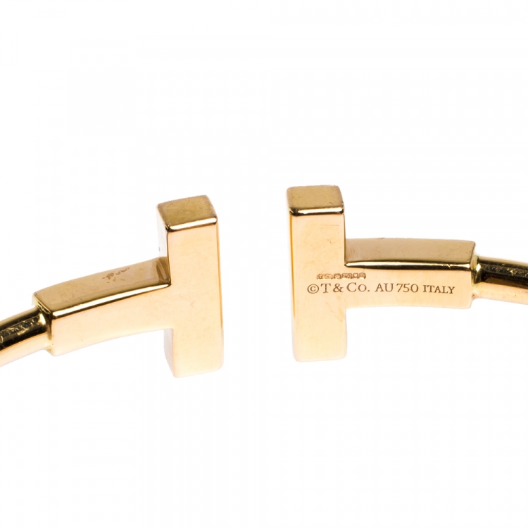 Pre Owned Tiffany & Co. T Wire Diamond 18K Yellow Gold Bracelet