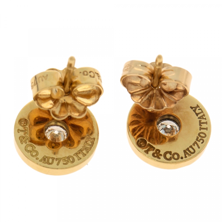Pre Owned Tiffany & Co. 1837 Circle 18K Yellow Gold Stud Earrings
