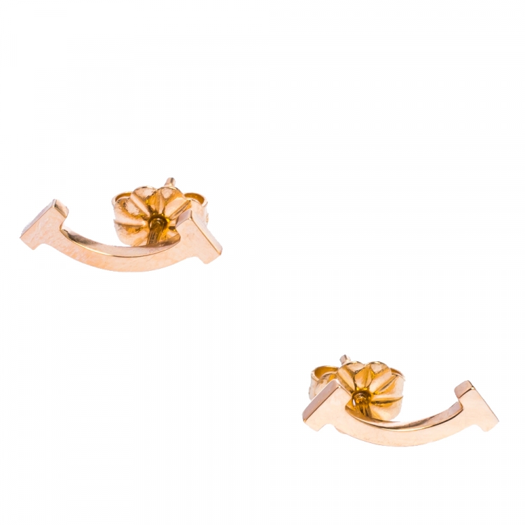 Pre Owned Tiffany & Co. Tiffany T Smile 18K Rose Gold Stud Earrings