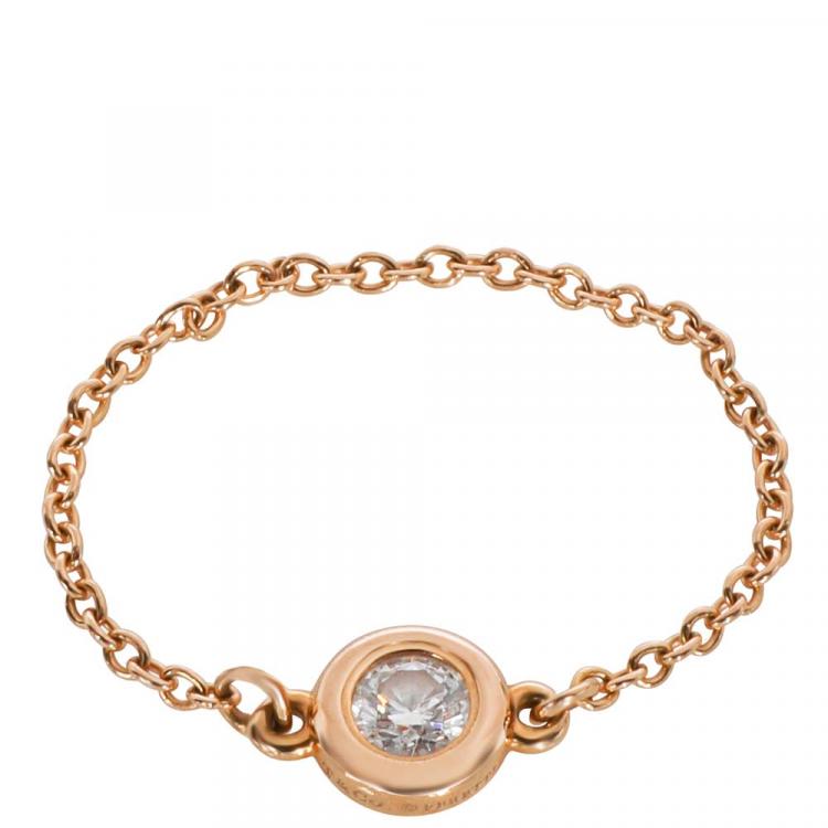 Pre Owned Tiffany & Co. By the Yard Elsa Peretti 18K Rose Gold Diamond Ring Size EU 45