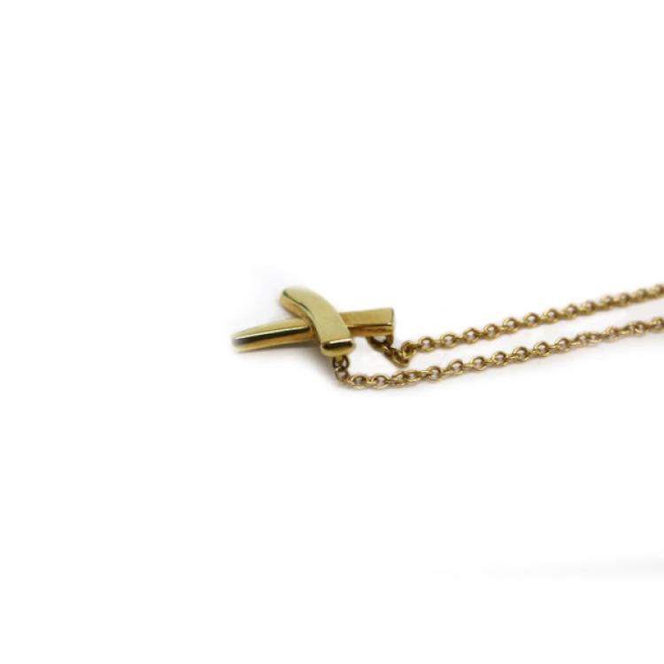 Pre Owned Tiffany & Co. X Mini Gold 750 Pendant