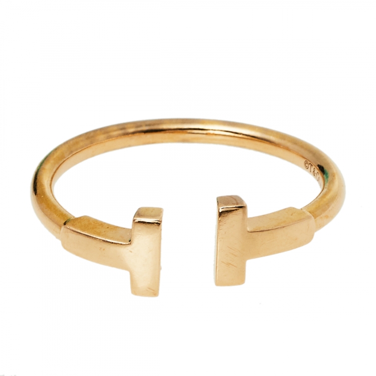 Pre Owned Tiffany & Co. Tiffany T Wire 18K Yellow Gold Ring Size 57