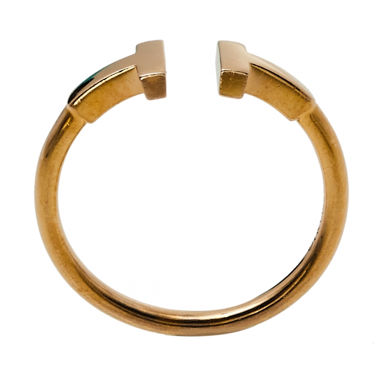 Pre Owned Tiffany & Co. Tiffany T Wire 18K Yellow Gold Ring Size 57