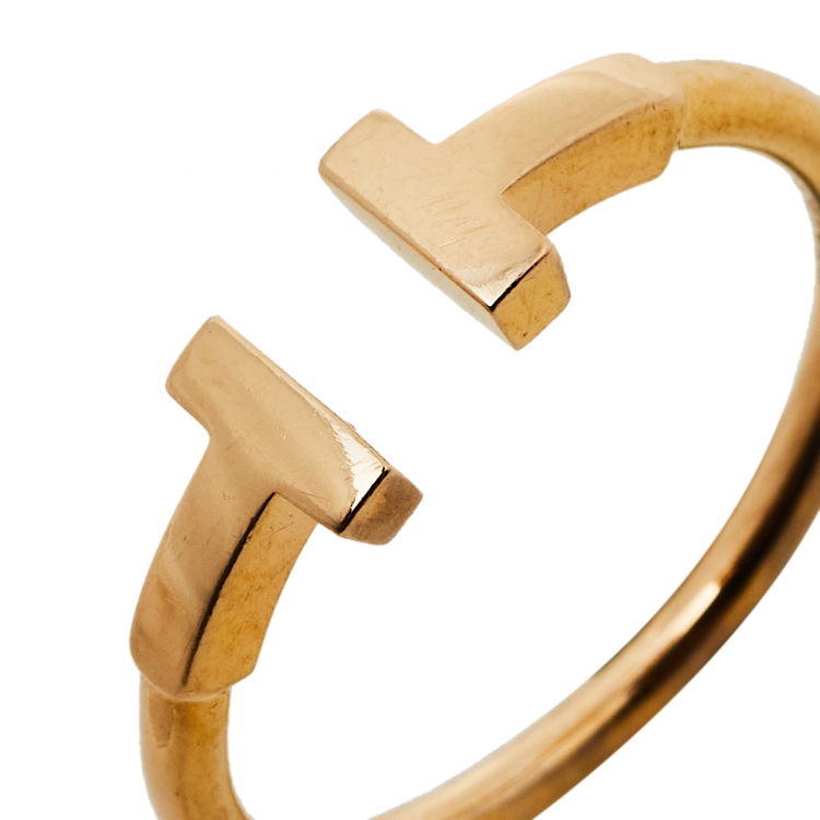 Pre Owned Tiffany & Co. Tiffany T Wire 18K Yellow Gold Ring Size 57