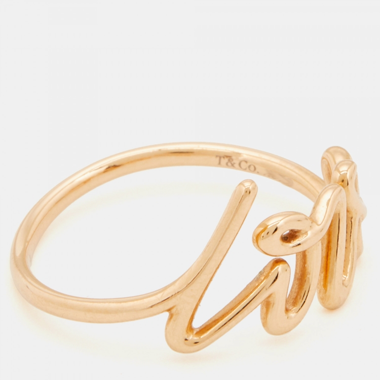 Pre Owned Tiffany & Co. Paloma's Graffiti 18k Rose Gold Ring Size 57