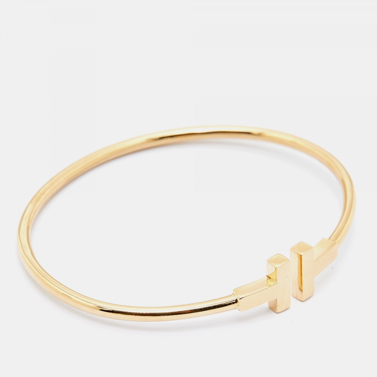 Pre Owned Tiffany & Co. Tiffany T Wire 18k Yellow Gold Bracelet