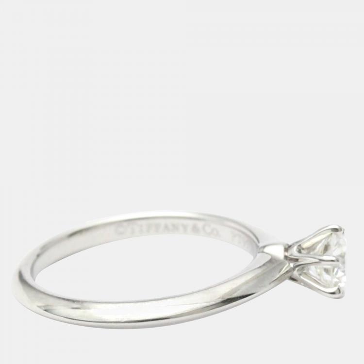 Pre Owned Tiffany & Co. Tiffany Setting Solitaire Platinum Diamond Ring EU 49