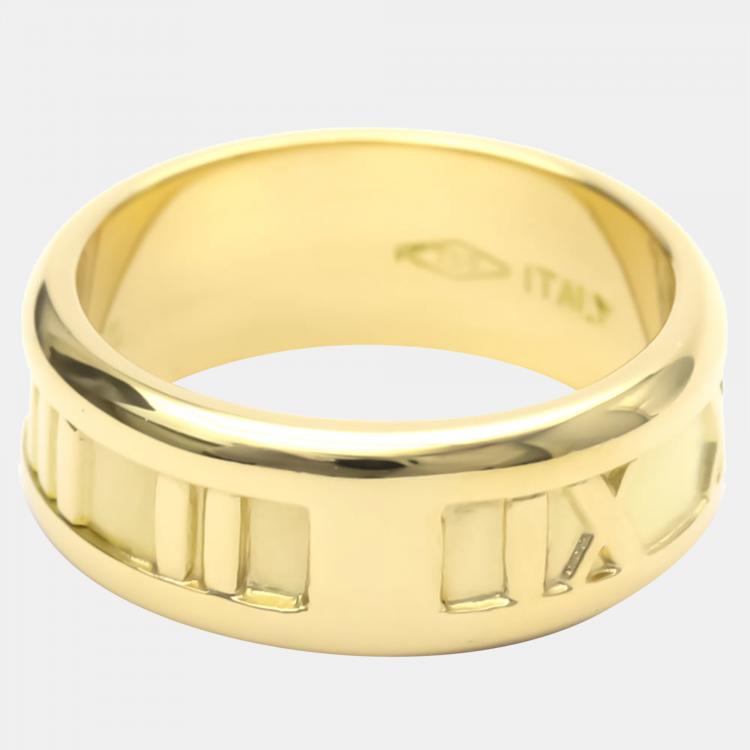 Pre Owned Tiffany & Co. Atlas 18K Yellow Gold Ring EU 50.5