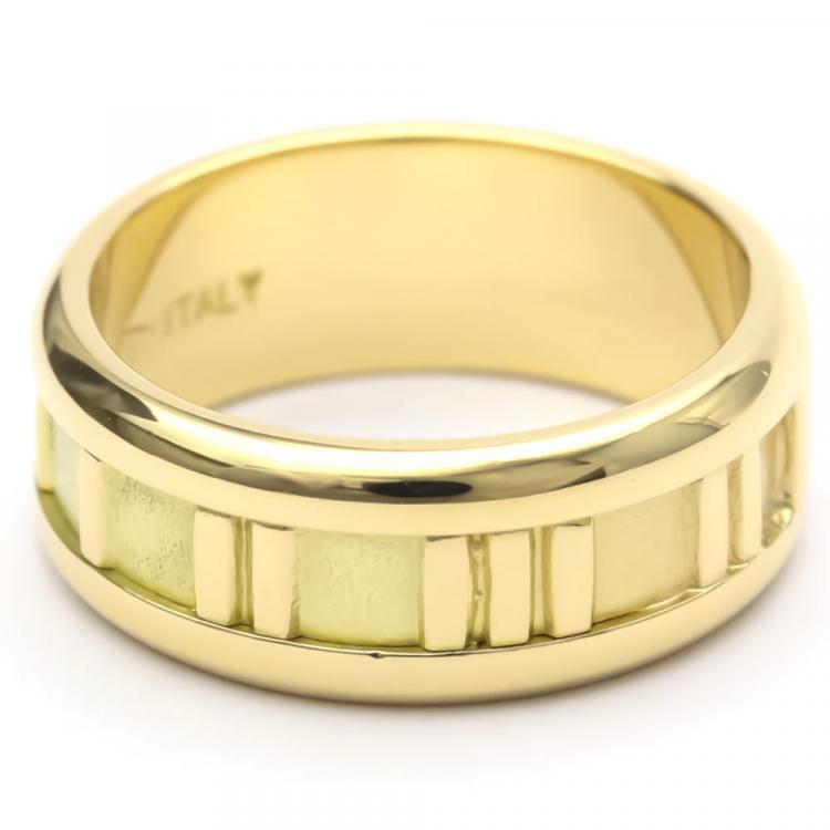 Pre Owned Tiffany & Co. Atlas 18K Yellow Gold Ring EU 50.5