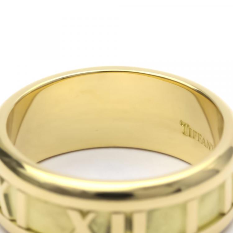 Pre Owned Tiffany & Co. Atlas 18K Yellow Gold Ring EU 50.5