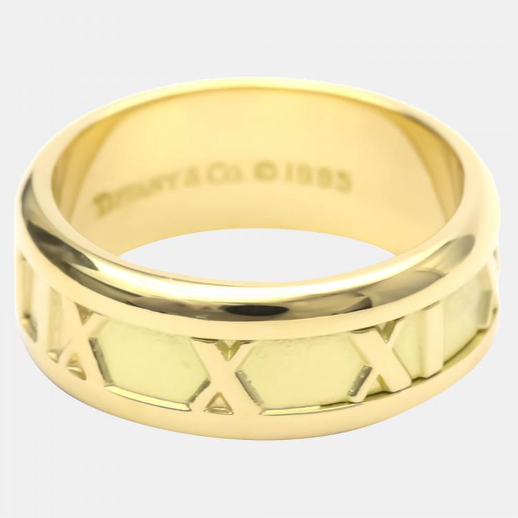 Pre Owned Tiffany & Co. Atlas 18K Yellow Gold Ring EU 50.5