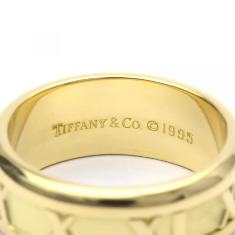 Pre Owned Tiffany & Co. Atlas 18K Yellow Gold Ring EU 50.5